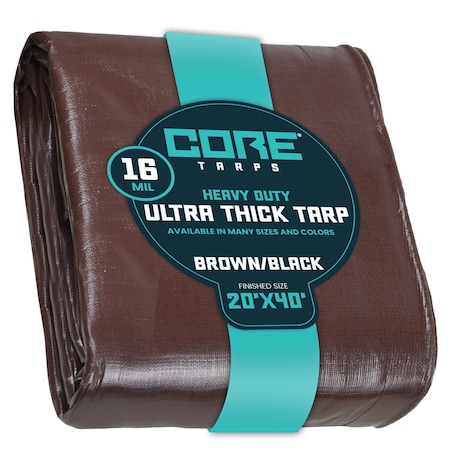 Core Tarps Heavy Duty Tarp, 40 ft L x 0.5 mm H x 20 ft W, 16 Mil Core Tarps Heavy Duty Tarp, 40 ft L x 0.5 mm H x 20 ft W, 16 Mil